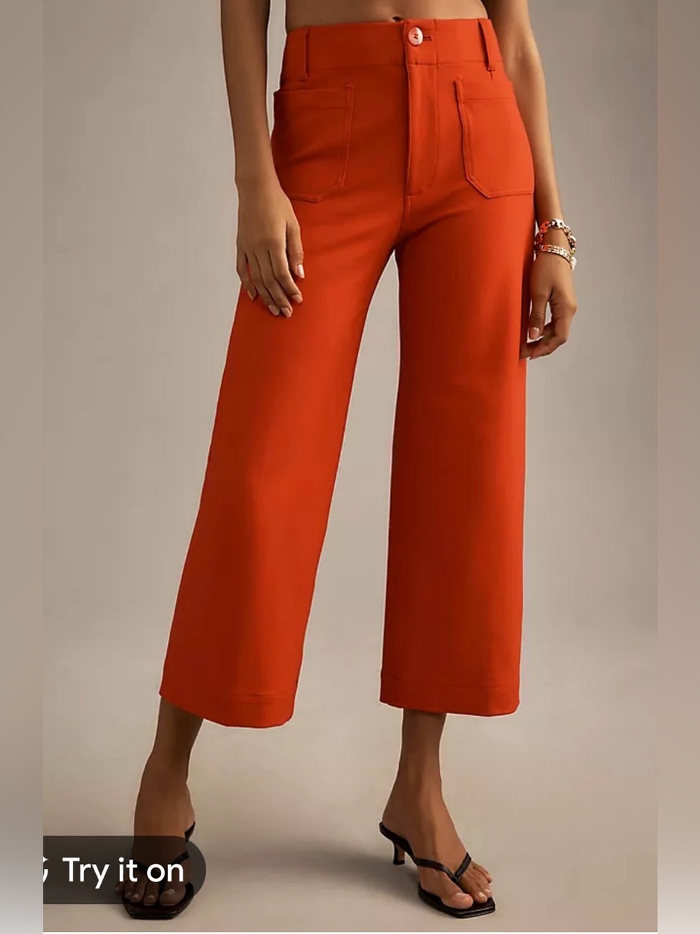Maeve Colette by Anthropologie Wide-Leg Crop Pants in Vibrant Orange